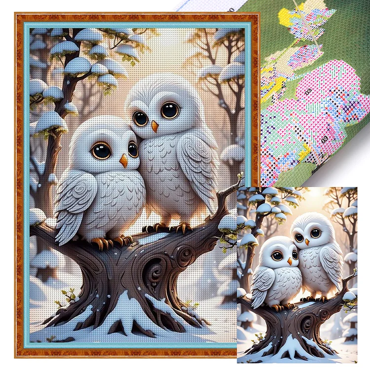 Owl In The Snow 11CT Stamped Cross Stitch 40*60CM
