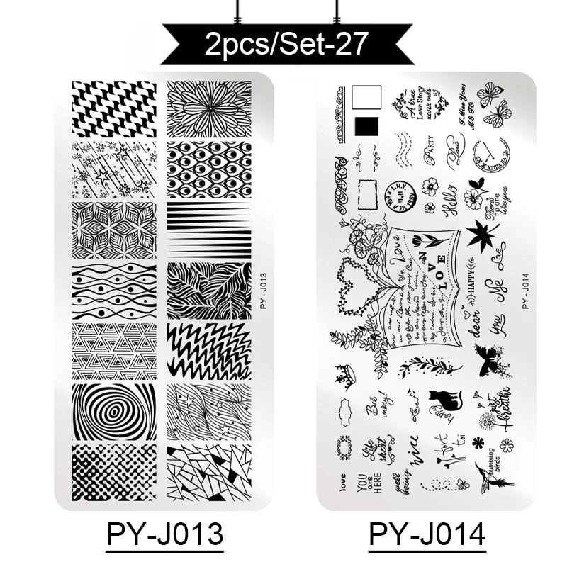 PICT YOU Stamping Plates Kits Striped Line Flowers Stamp Plate Tropical Geometry Lace Halloween Pumpkin Nail  Image Plate-Nail Inspo