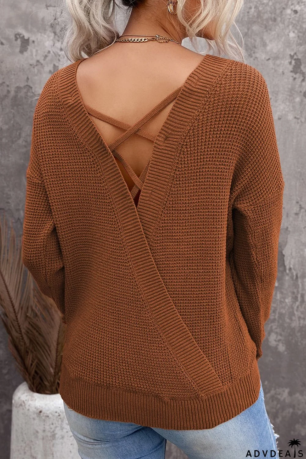 Cross Back Hollow-out Sweater
