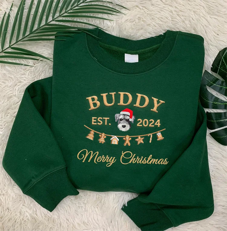 Gingerbread Embroidery Custom Pet Embroidered Christmas Sweatshirt Hoodie T-shirt