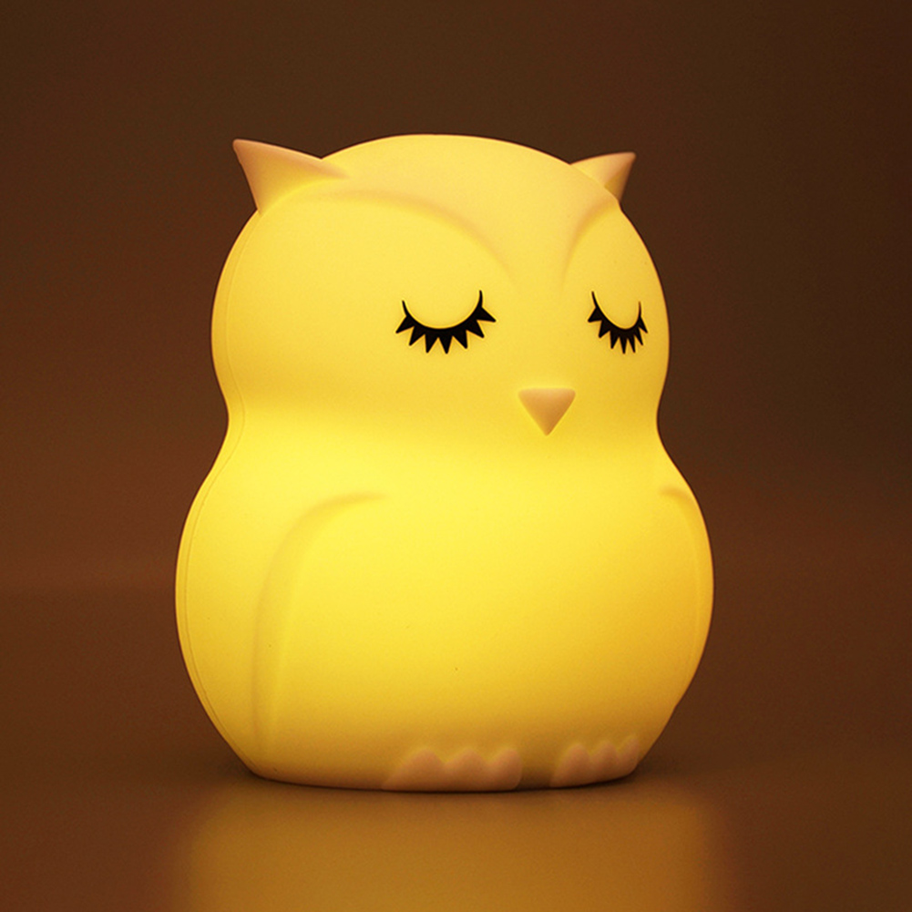 

LED Owl 7 Colors Night Light Silicone Touch Remote Control Bedside Lamps M, 501 Original