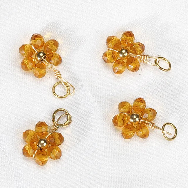 20 PCS/Package Diameter 10mm Hole 3~3.9mm 304 Stainless Steel Artificial Crystal Flower Pendant Jewelry Accessories