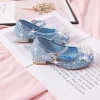 Children High-heeled Shoes Princess Shoes Crystal Shoes Runway Show Leather Shoes