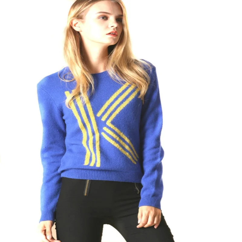 Large K Letter Long Sleeve Sweater College Sweater | EGEMISS