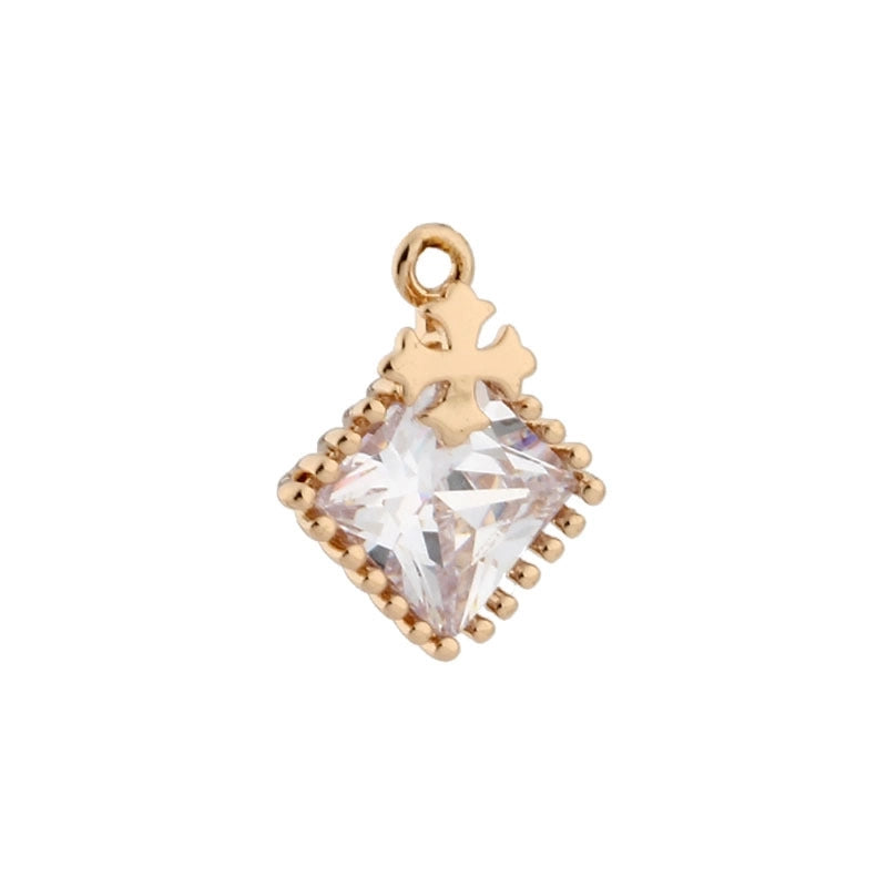 1 Piece 12.5*16mm Copper Zircon Cross Rhombus Jewelry Accessories Pendant