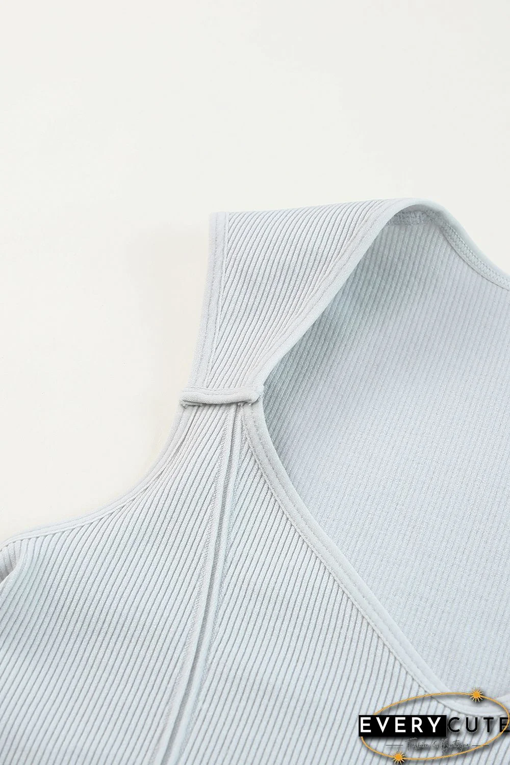 Gray Joint Straps Sleeveless Ribbed Gym Top