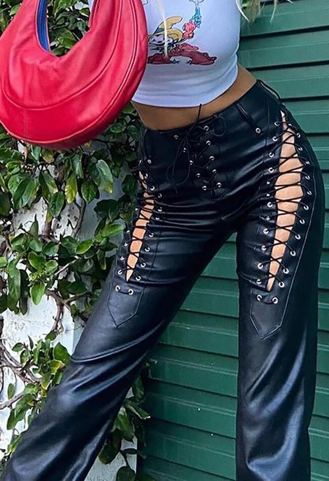 cut out leather pants