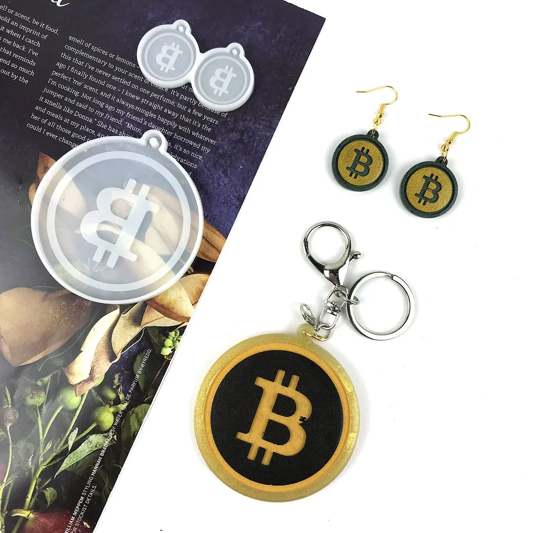 Classic Bitcoin Icon Earrings Pendant Resin Mold Set
