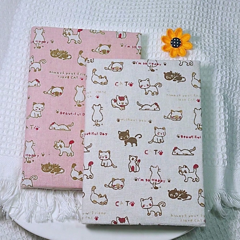A5 A6 Pink White Kitten Book Cover Planner Case Cover Protective Shell Journal Cover Protector Office Stationery Supplies