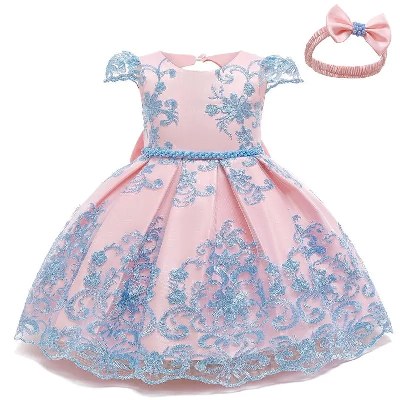 Baby Girls Dress Christmas New Year Lace Embroidery Gown Flower Beading Princess Costume Elegant Baby Birthday Party Dress 12M