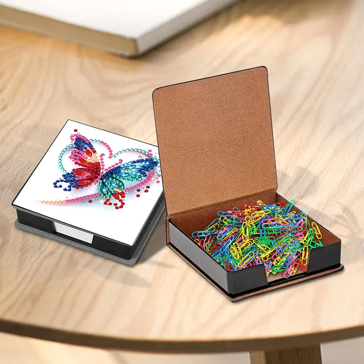 Blank Diamond Art Sticky Canvas DIY Diamond Art Sticky Note Holder - Wooden Memo Paper Storage Box With Flower Design Wreath Boxes For Storage