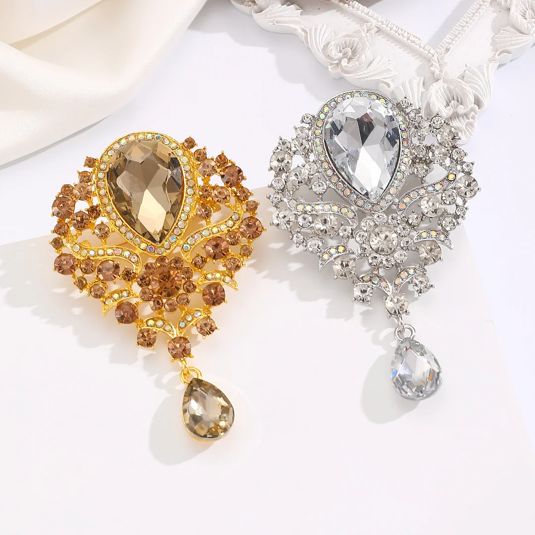 Zirconia Gold-Plated Brooch