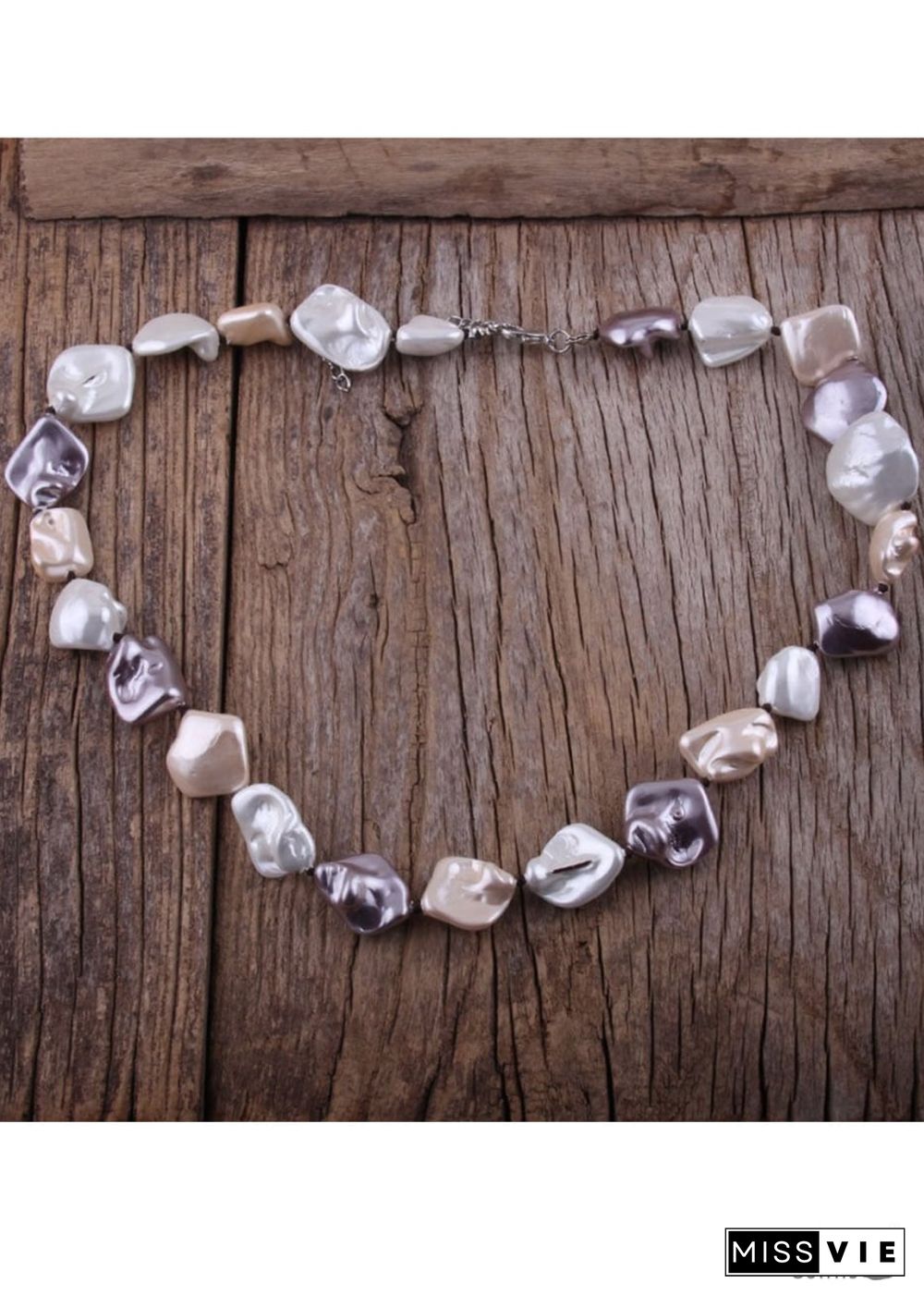 Boho Necklace, RH Big Pearl Shell White Pink Necklaces