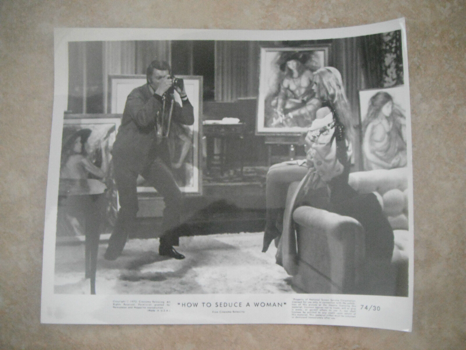 How To Seduce A Woman 1973 B&W 8x10 Promo Photo Poster painting Original Lobby Card #4 Nude