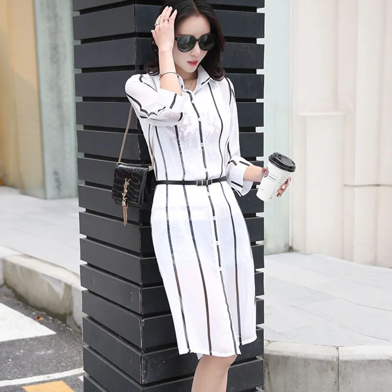 Summer Sun Protection Women Long Blouses Super Thin Floral Chiffon Cardigan Half Sleeve Loose Flower Print Blouse Shirts 4152