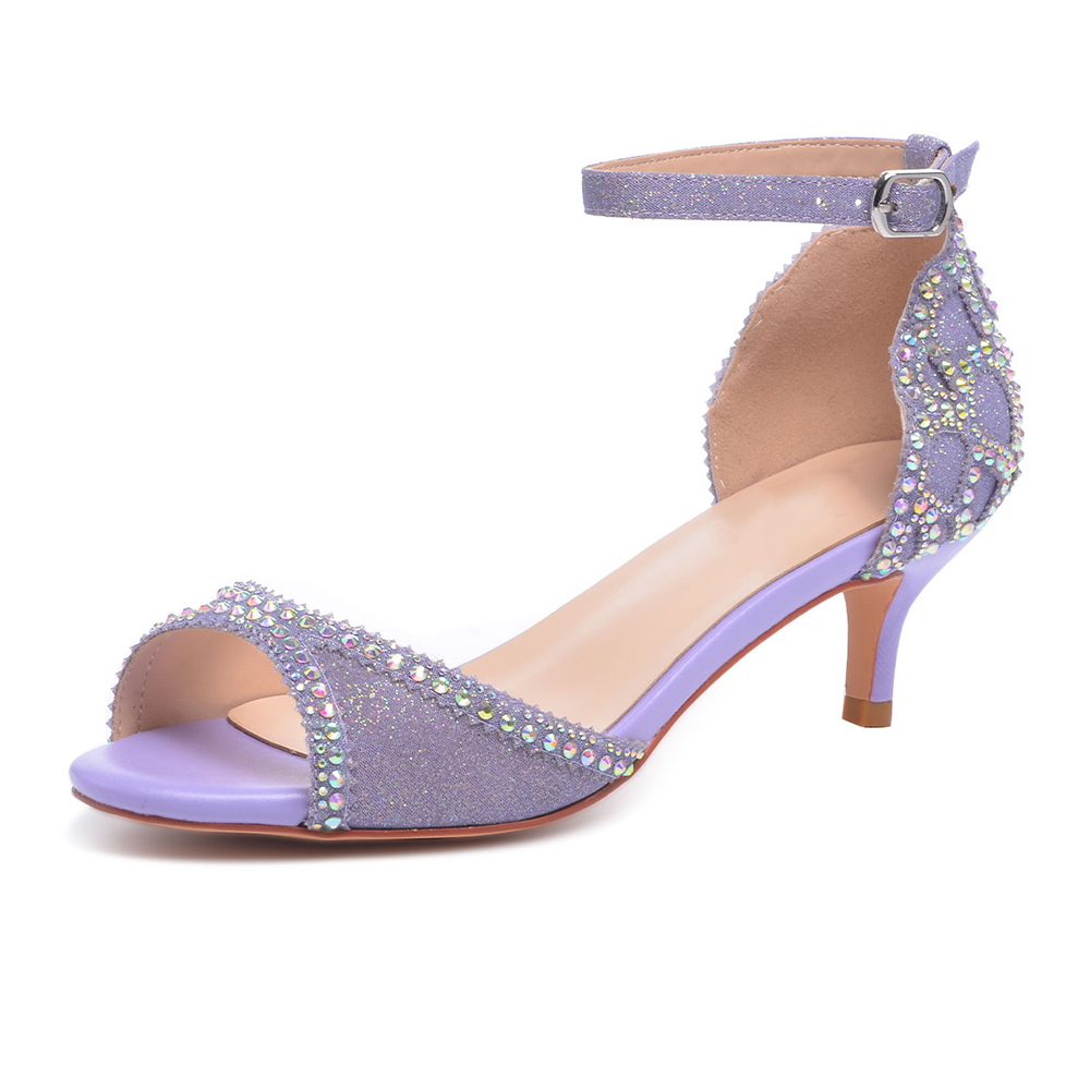 Purple Low Heel High Heel Open Toe Ankle  Sandals