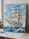 uk.everydayedeals DIY Pearl Painting With Frame - Handmade Self-Adhesive Pearls - Sailboat(30*40cm)