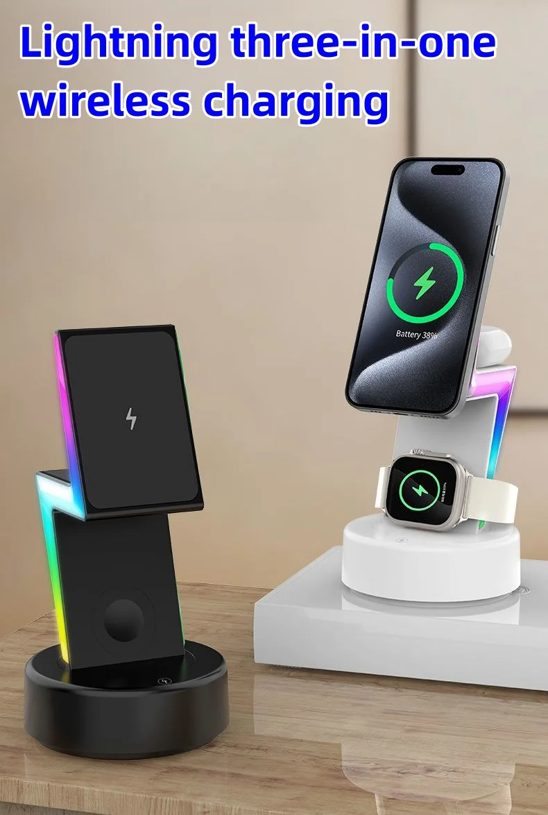 Lightning three-in-one wireless charging phone watch Bluetooth headset fast charging charger