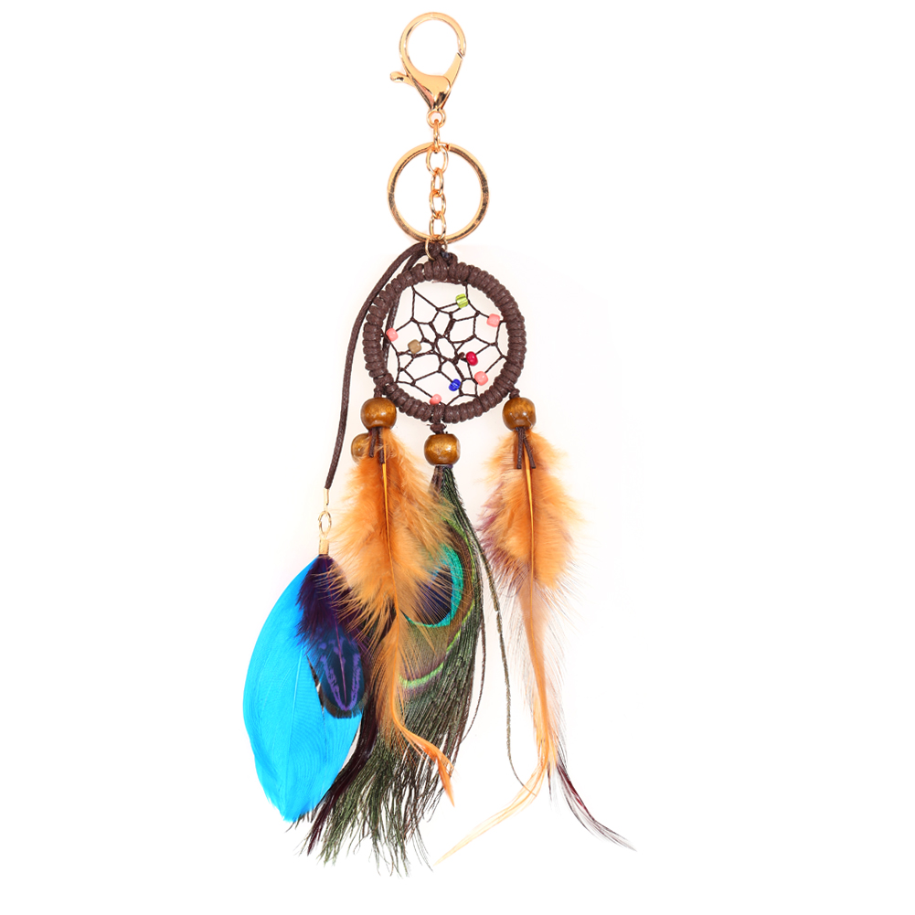 

Dream Catcher Keychain Peacock Feather Car Key Ring Women Girl Jewelry Gift, 501 Original