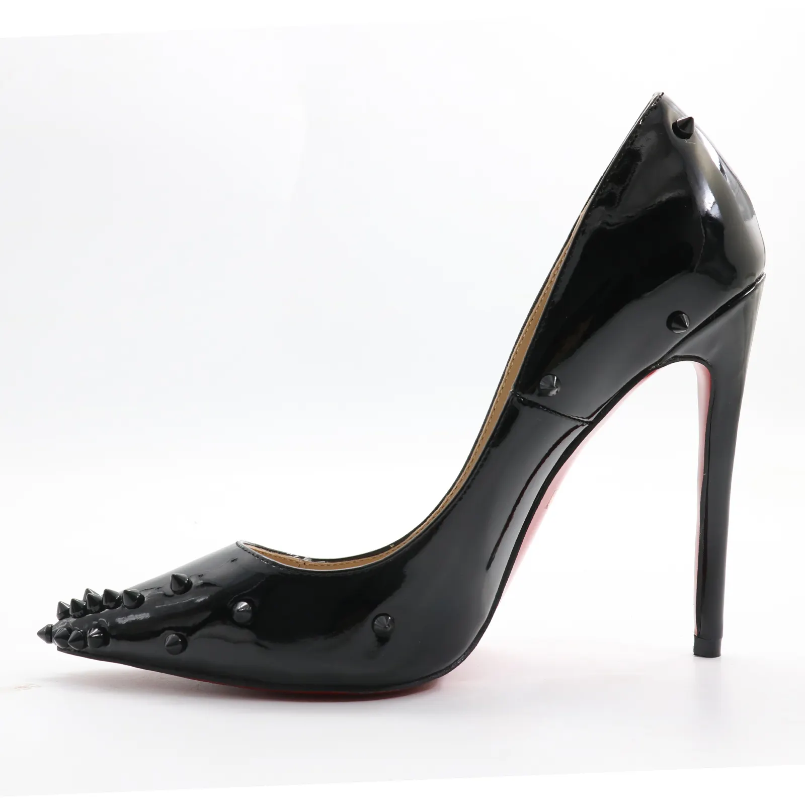 100mm Women's High Heels Fashion Pumps Party Studded Black Stiletto-vocosishoes