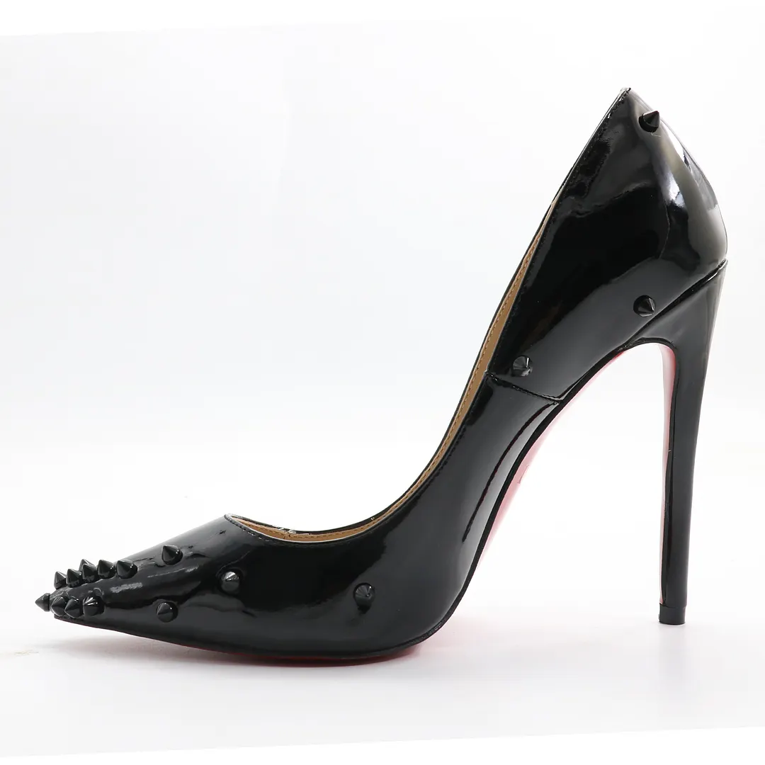 100mm Women's High Heels Fashion Pumps Party Studded Black Stiletto-vocosishoes