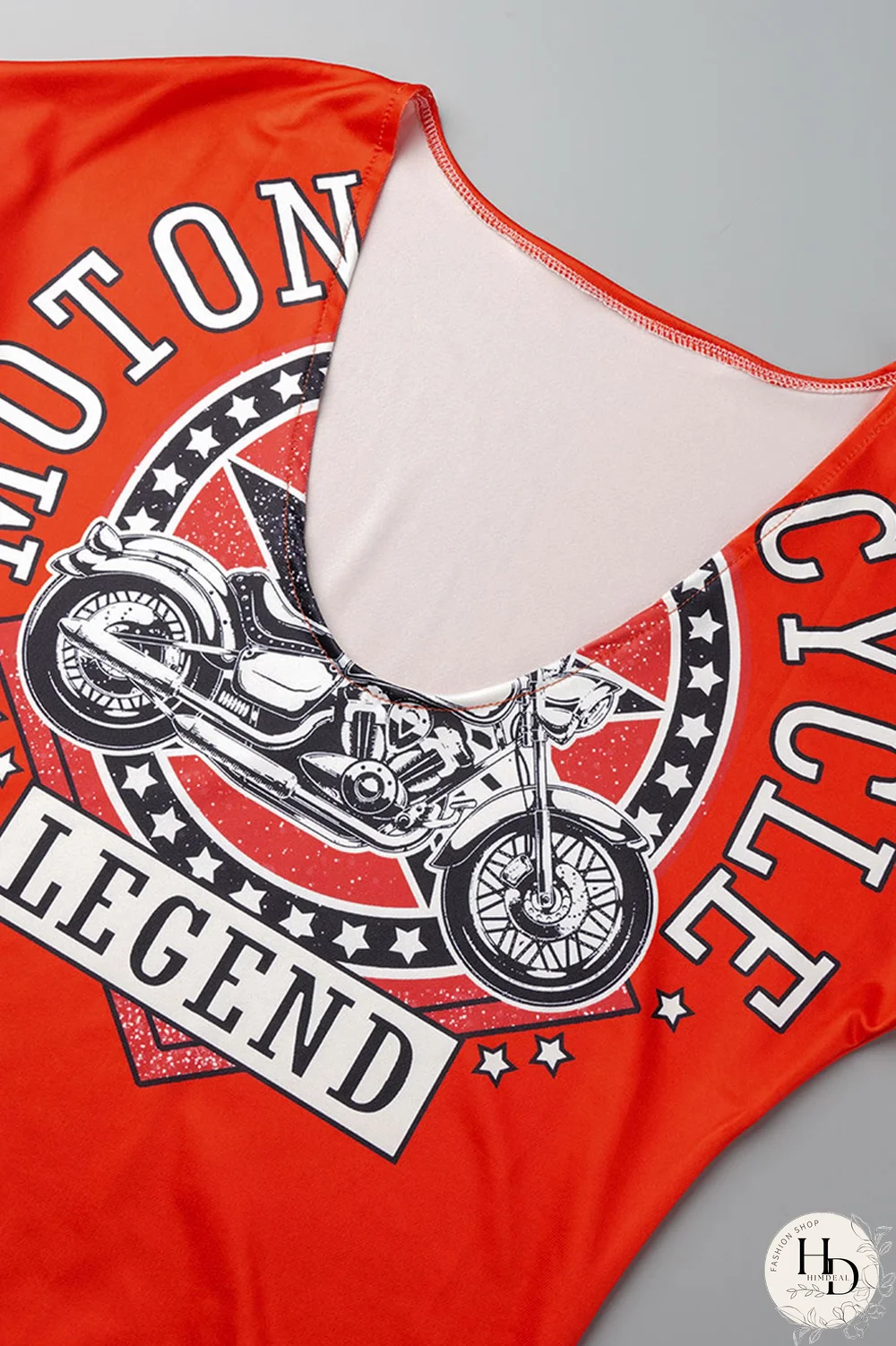 Tangerine Red Fashion Print Patchwork V Neck Pencil Skirt Dresses