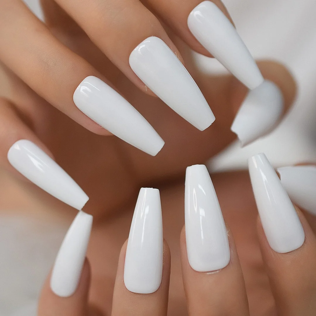 Black&White Color Extra Long Coffin Wholesale Gel Tips Gel Nail Press On Nail Fingernails EchiQnail Optional Diversification-Nail Inspo