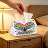 Rainbow Butterfly Tree Diamond Painting Tissue Box Cover DIY Desk Organizer