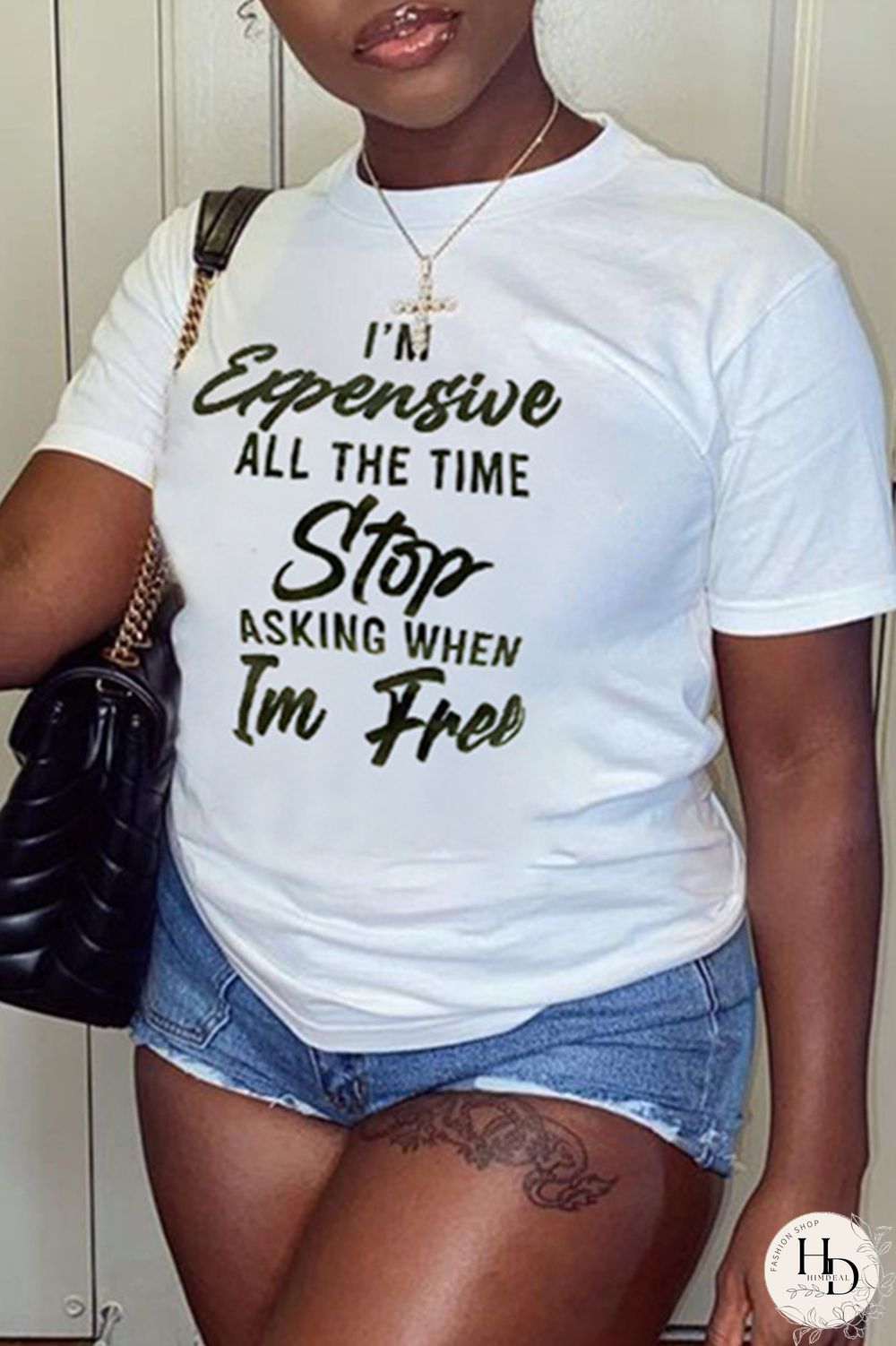 White Casual Fashion Letter Print Basic O Neck T-Shirts