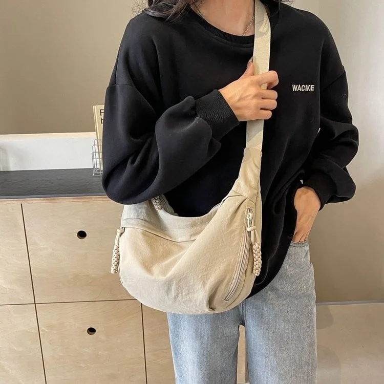 👜Women's Fashion Plain Color Nylon Crossbody Hobo Bag