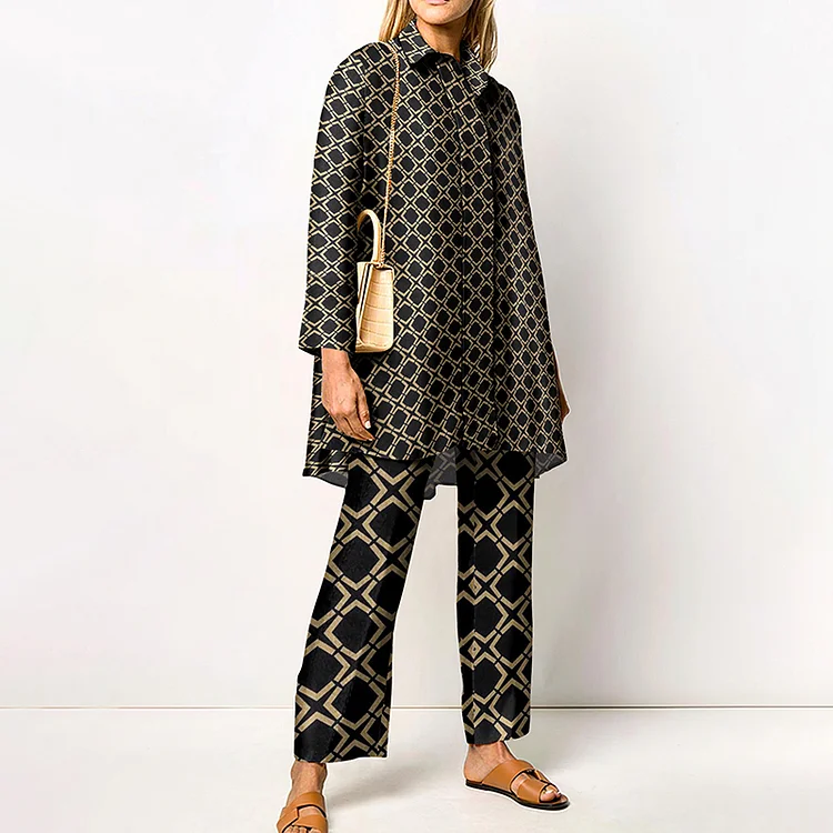 Geometric Print Fashion Two Piece Set