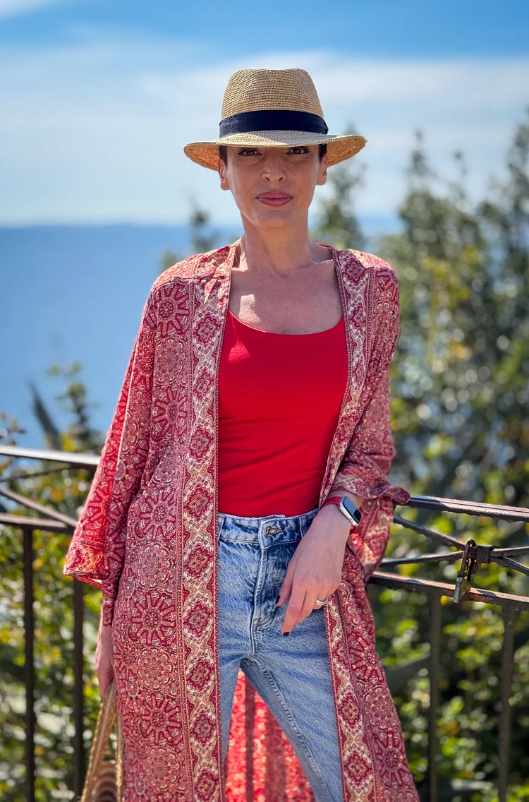 Short Silk Kimono With Belt Vintage Dressing Gown Boho Style Gift For Her