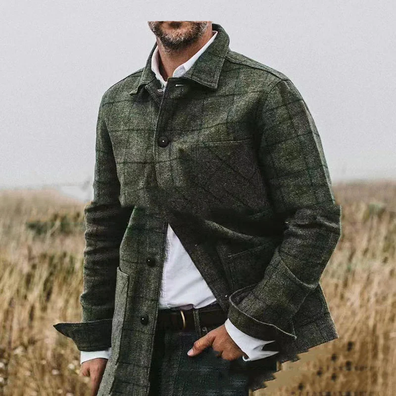 Men's autumn and winter new woolen lapel jacket