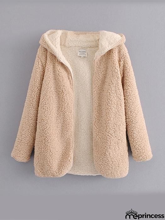 [Quality] Open Front Hooded Fur Coat