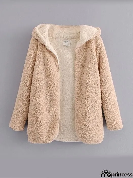 [Quality] Open Front Hooded Fur Coat