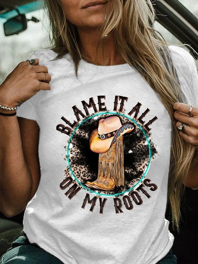 Women's Blame It All On My Boots Print T-Shirt socialshop