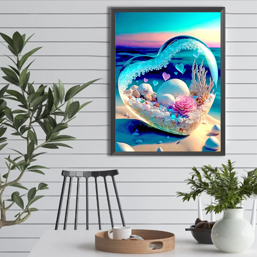 Diamond Painting - Full Round Drill - Beach Love Crystal Flower(Canvas|30*40cm)