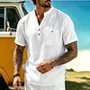 Men's Vacation Linen V-Neck Short Sleeve Shirt by Inlyline