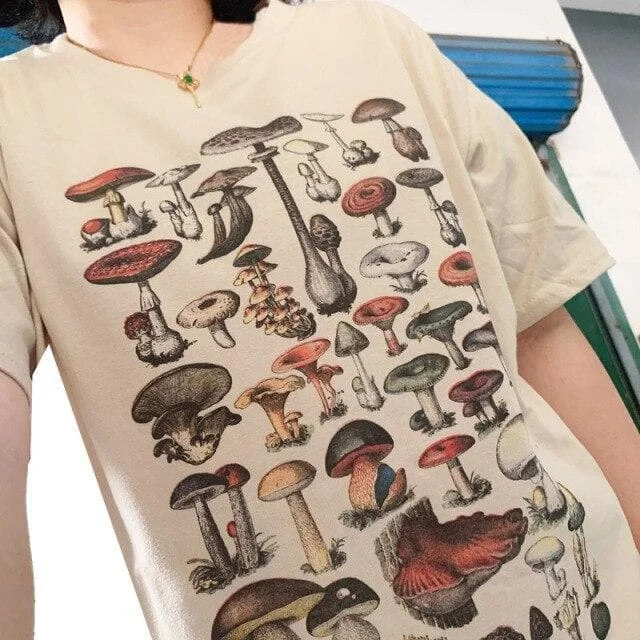 Dark Academia Mushroom Print Cute Aesthetic Top SP16616