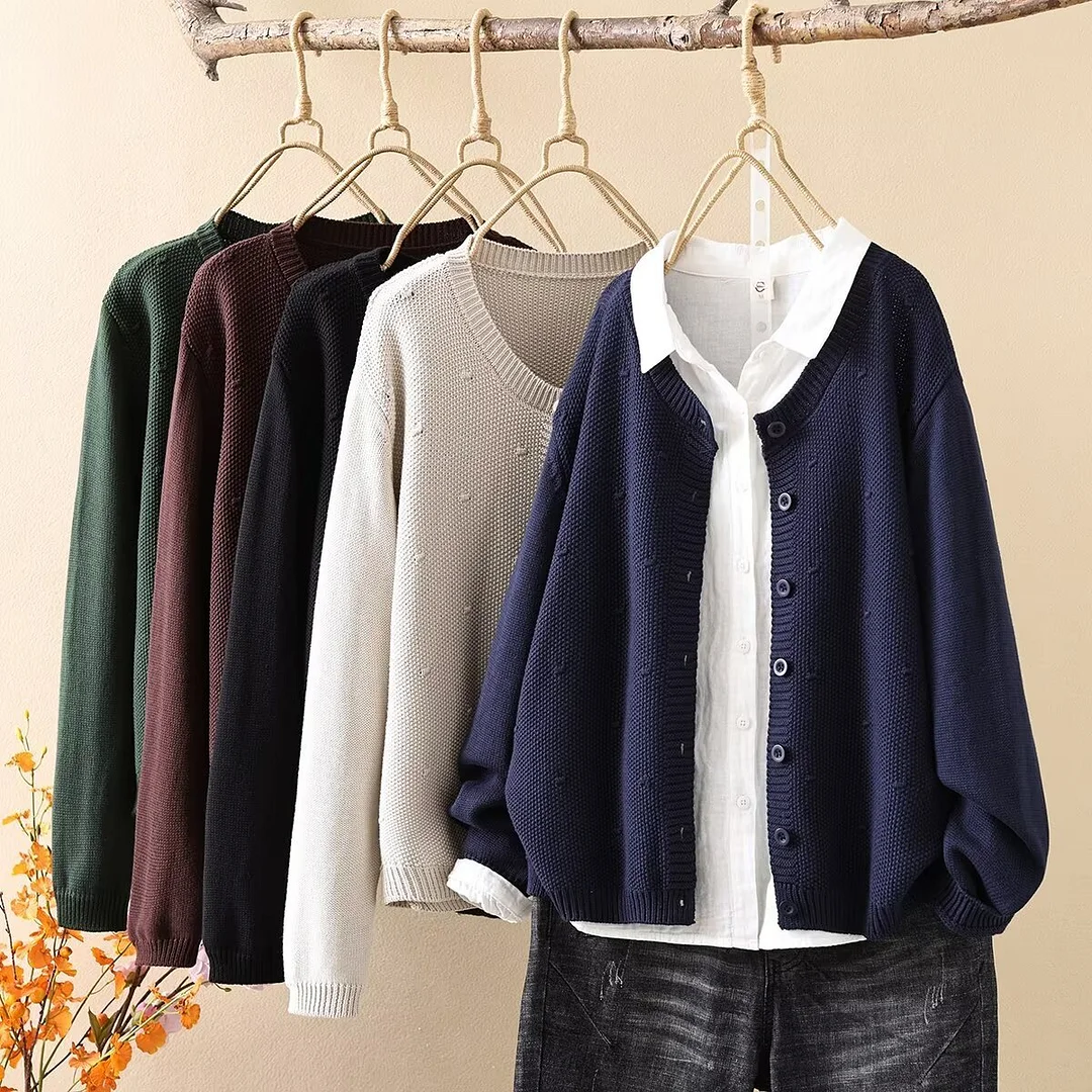 Chicfifth Sweater Women Winter Long Sleeve High Quality Autumn Vintage Top Knitted Cardigan