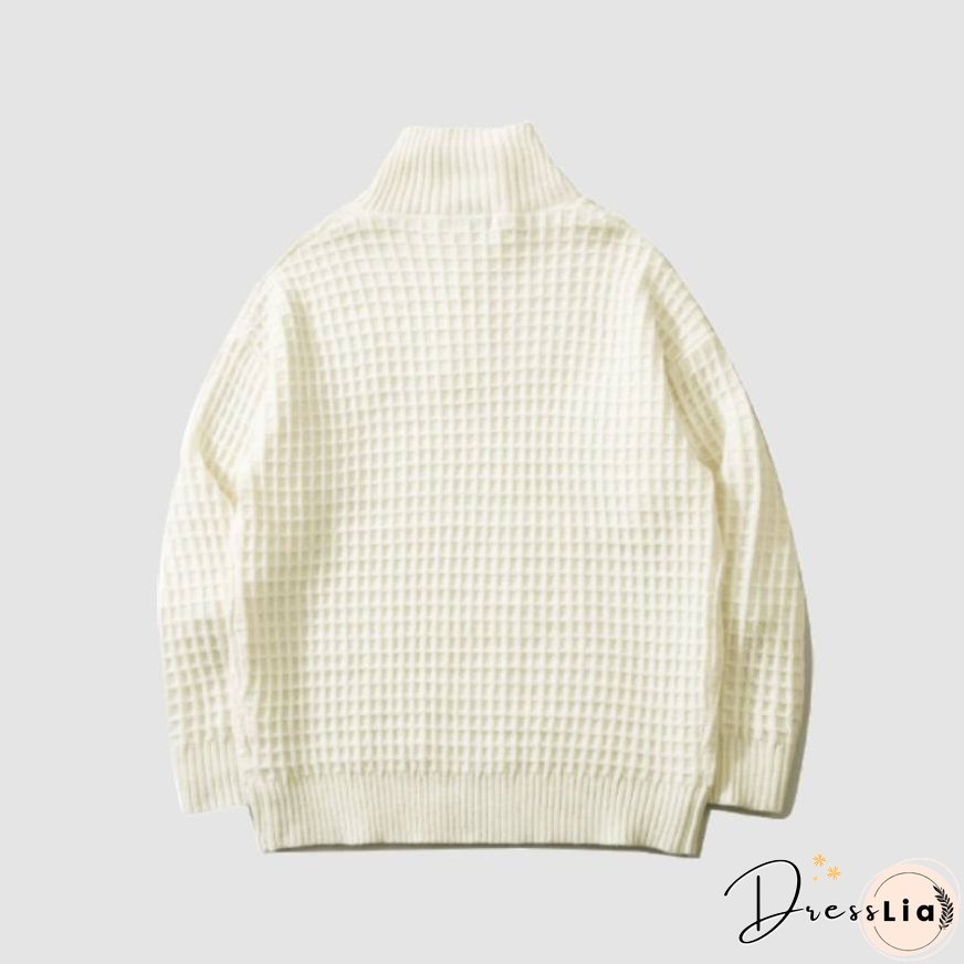Label Textured Turtleneck Sweater