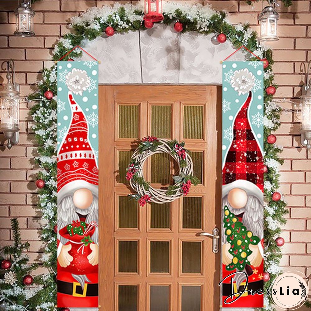 Snowman Santa Clus Merry Christmas Decorations Banner Christmas Porch Sign Hanging Banners For Indoor Outdoor Front Door Wall Xmas Christmas Decoration
