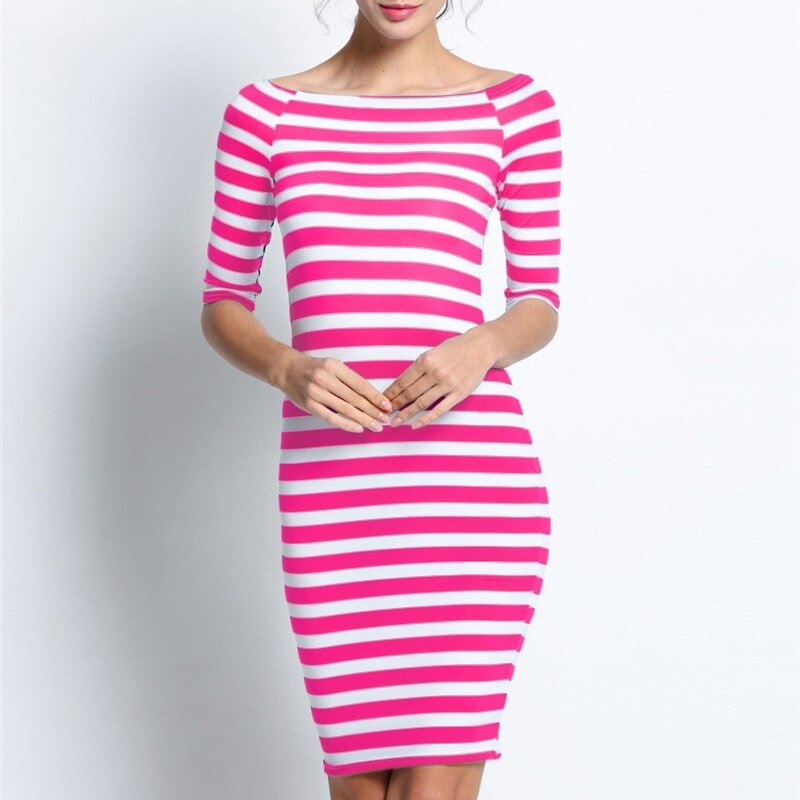 Large Size 2021 Autumn Summer Dress Big Size Black White Striped Dress Straight Dresses Plus Size Women Clothing Vestido