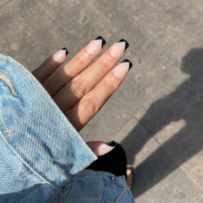 24pcs stiletto false press on nails matte Black color Leopard Wear Finished product wearable full cover acrylic nails products-Nail Inspo