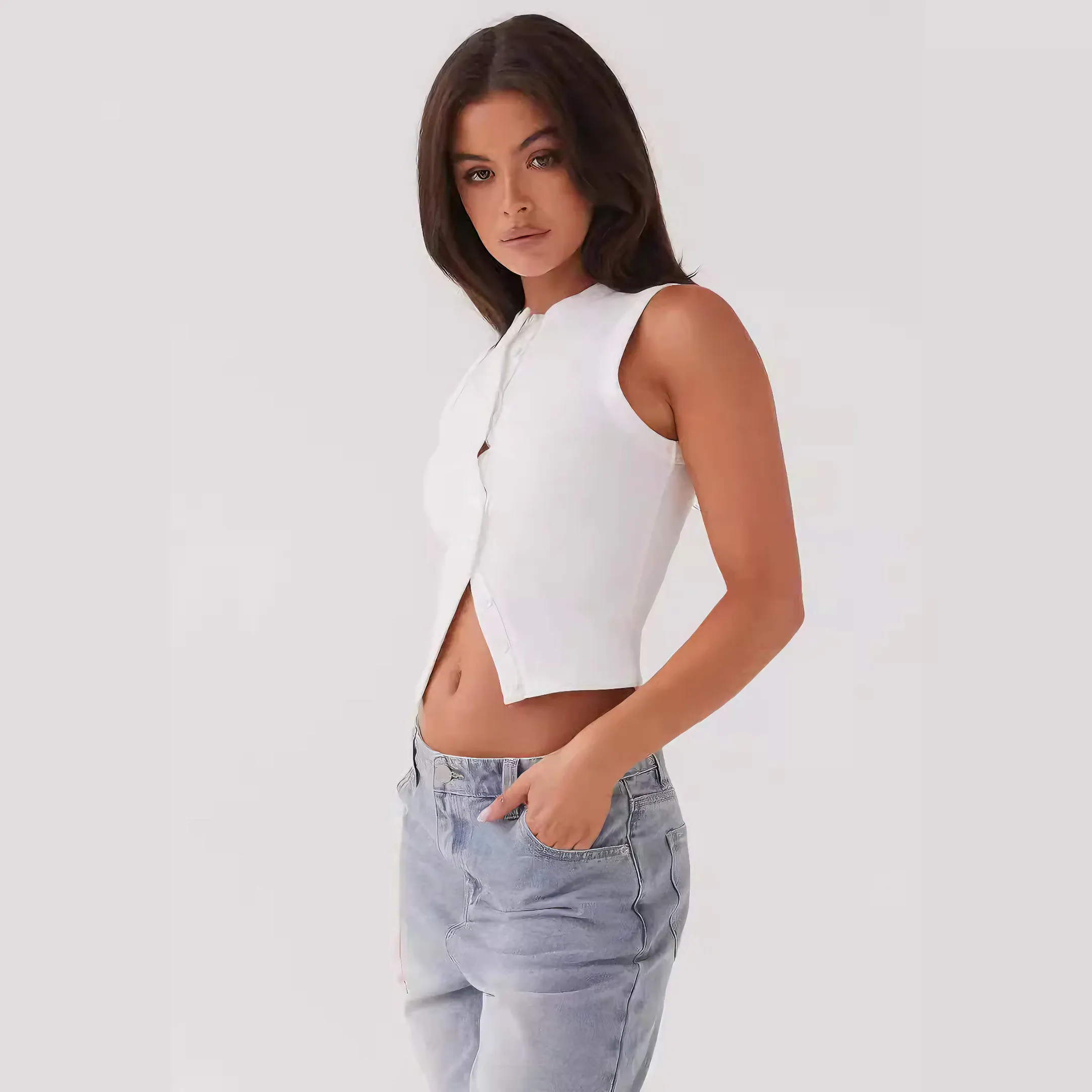 Damen Ärmelloses Rippstrickkleid mit Knopfleiste – Vielseitig-83523-efc84e54-cf30-4300-bce1-8d4cbca791ba