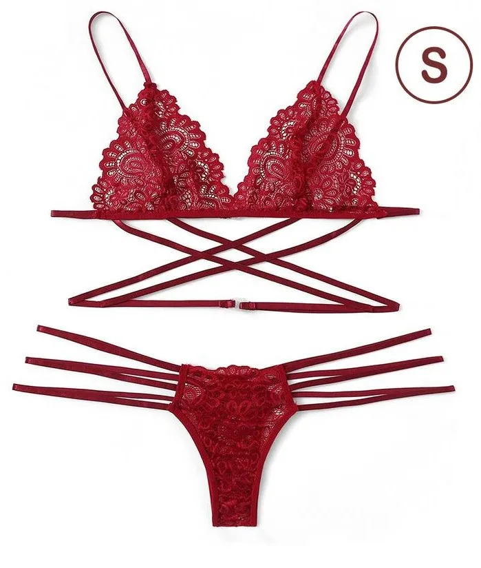 Churchf Hot Sexy Lingerie Three-Point Sexy Hollow Cross-Bound Three-Point Set Direct 3060