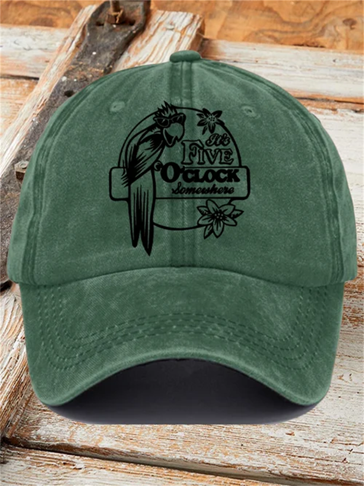 Retro It's 5 O'clock Somewhere Print Baseball Cap