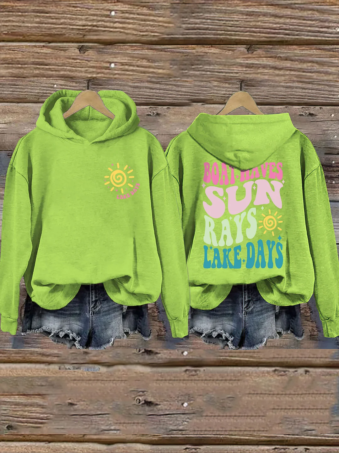 Boat Waves Sun Rays Lake Days Hoodie