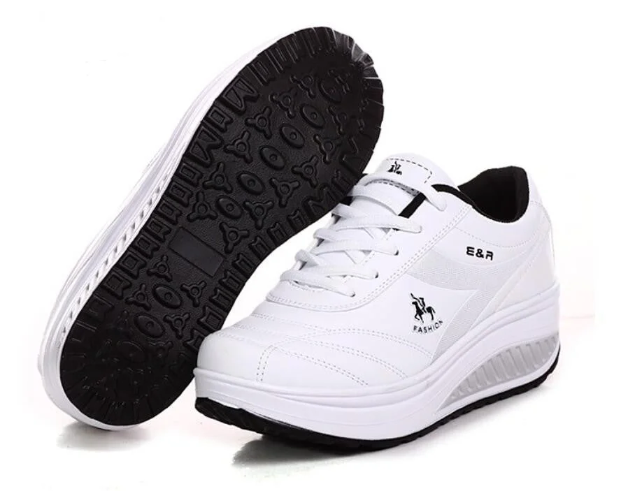 WGZNYN 2022 Platform Sport Shoes For Women Sneakers Pu Leather Breathable Comfortable Fashion Womens Walking Casual Shoes