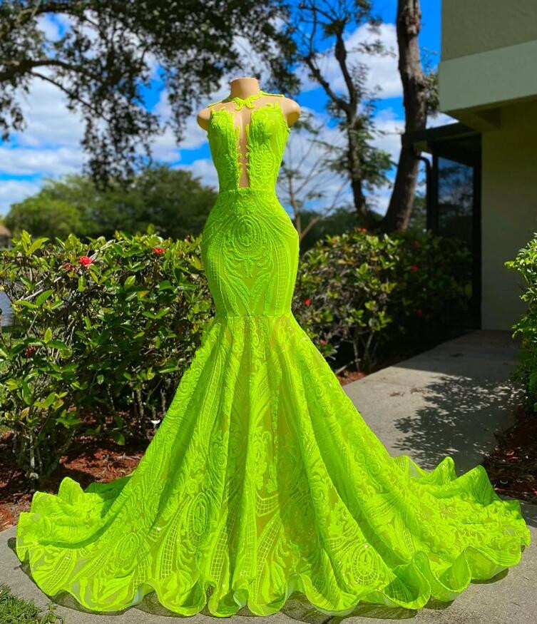 Gorgeous Green Seuqins Lace Evening Dress Mermaid Sleeveless Open Back - lulusllly